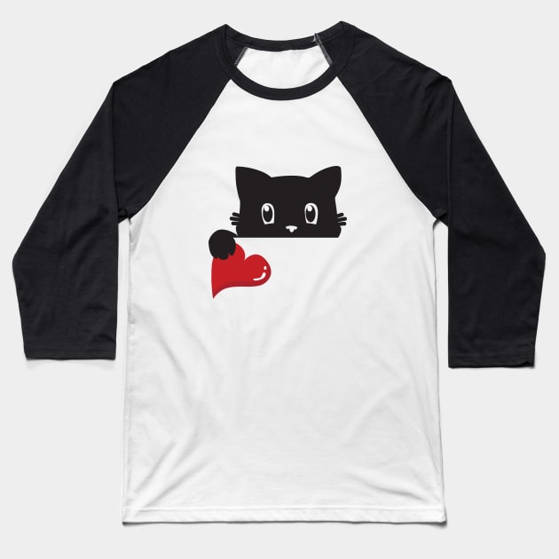 Black Cat Valentine Kitten Lovers Outfit Baseball T-Shirt by GUMITOON